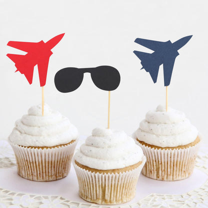 Fighter Party Cupcake Topper,Airplane themed Birthday Party Decorations