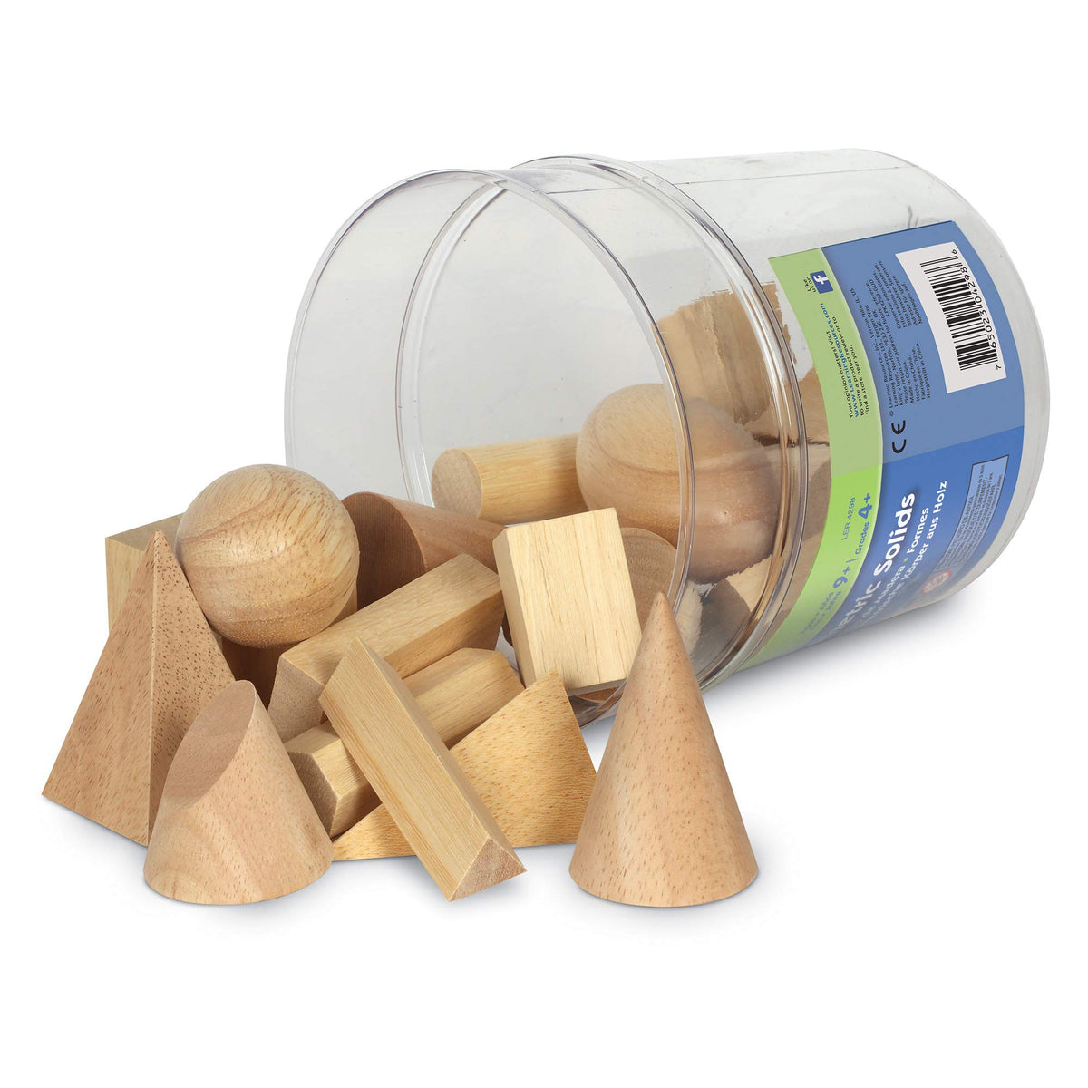 Learning Resources Wood Geometric Solids, Kids Wooden Shapes, Montessori Toys, Set of 19