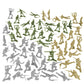 TimMee Plastic Army Men OD Green, Tan & Gray 72pc Soldier Figures - Made in USA