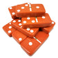 Marion Domino Double Six Orange-White Spots Jumbo Tournament Professional Size with Spinners in Dovetail Sheesham Wood Box.