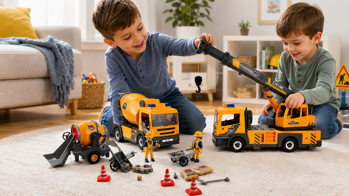 Tiny Force Toy Construction Truck Toys for Kids Ages 4-12 Cement Mixer, Construction Trucks & Toy Trucks for Toddler Boy Toys, Cool Toys for Boys