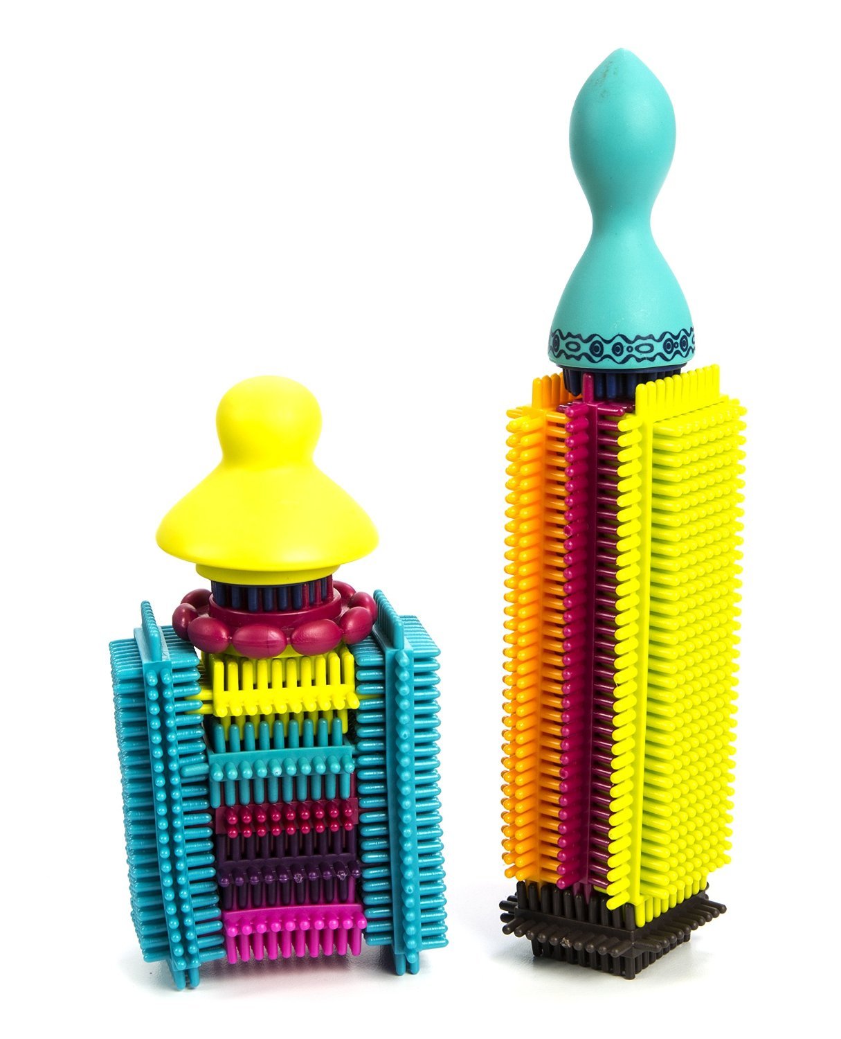 B. toys - Bristle Block - Stackadoos - Sort & Stack STEM Building Blocks Set - 68 Interlocking Blocks - Toys for Toddlers, Kids - Storage Jar with Lid
