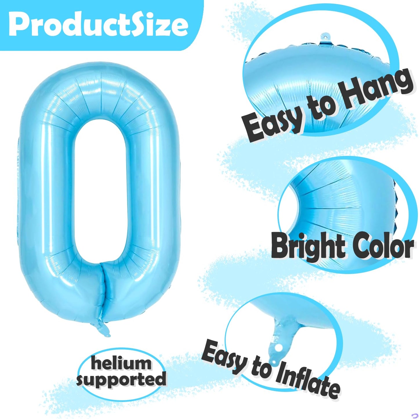 Light Blue 10 Balloon Number Blue Bow Birthday Decorations, Blue Bows Balloons Foil Mylar Helium Large 40” 10th Balloon for Girls Coquette Birthday