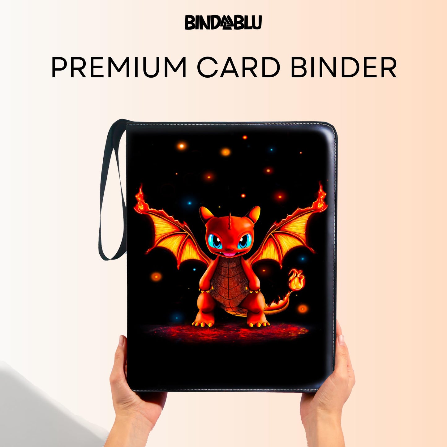 Bindablu Trading Card Binder | Premium Card Album for TCG & Sports Cards | 3-Ring Zipper Binder with Removable Sleeves for Standard Size Cards | Boys