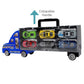7pc Thunder Wheels Toy Truck Diecast Race Car Carrier Set - Blue