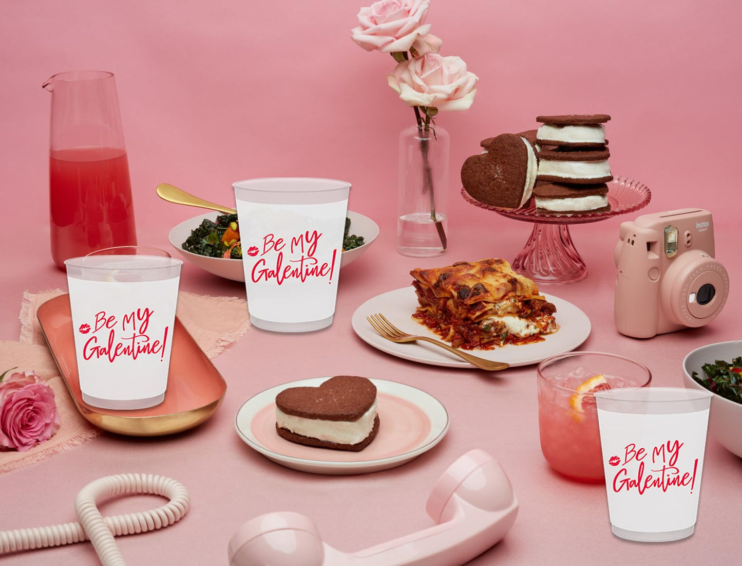 Aisosiks Be My Galentine Cups, Happy Galentines Day Cups, Happy Galentine’s Day Party Decorations, Girls Ladies Galentines Day Decorations, Valentines