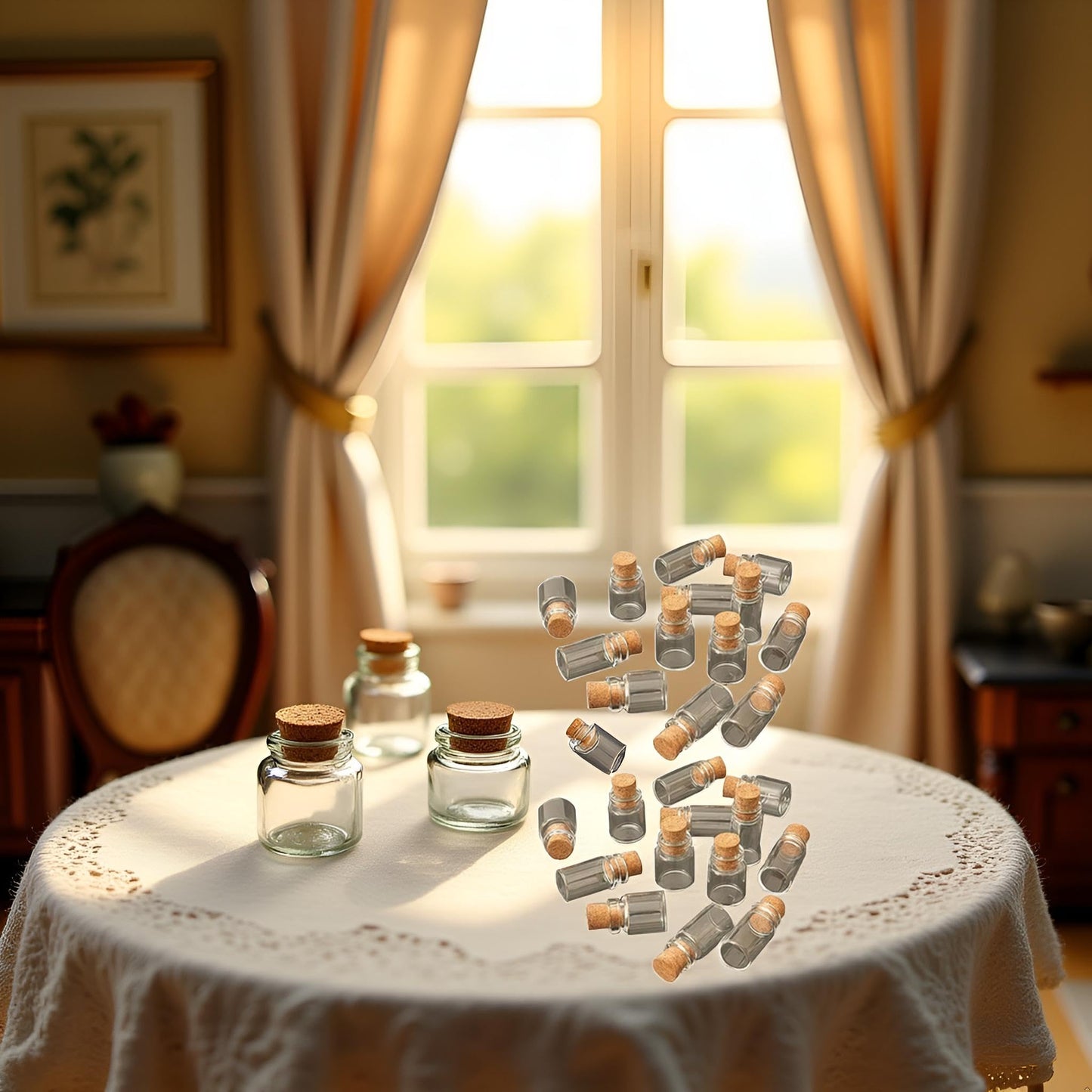 20Pcs Dollhouse Glass Jars Miniature: 1/12 Scale Glass Bottles Food Container for Kitchen Restaurant - Mini Canister Empty with Cork?Dollhouse
