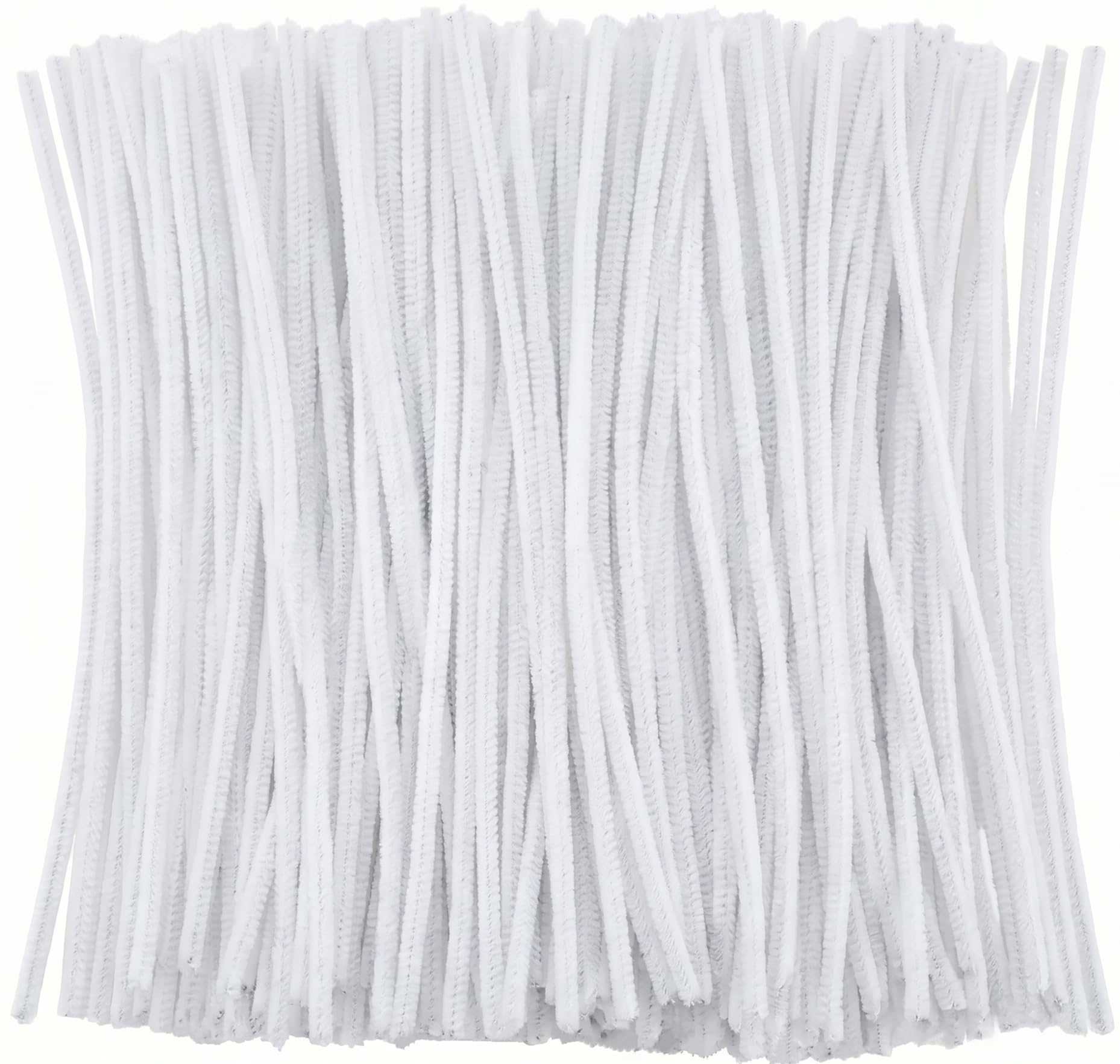 White Pipe Cleaners Crafts (100 Pack) Chenille Stems for DIY Art Decorations Creative (6 mm x 12 Inch)