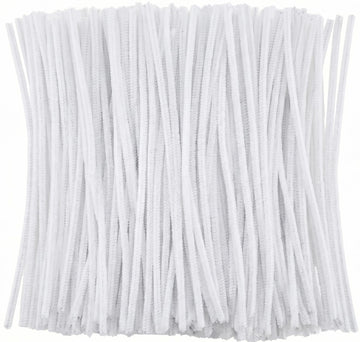White Pipe Cleaners Crafts (100 Pack) Chenille Stems for DIY Art Decorations Creative (6 mm x 12 Inch)