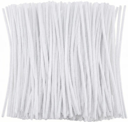 White Pipe Cleaners Crafts (100 Pack) Chenille Stems for DIY Art Decorations Creative (6 mm x 12 Inch)