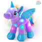Houwsbaby 14'' Purple LED Light Up Unicorn Stuffed Animal,Unicorn Plush Toy,Glowing Horse Plush Toy Night Light Glitter Present for Kids Boys Girls
