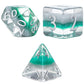 Gate Keeper Games & Dice: Eclipse Dice Elven - 7 Piece RPG Dice Set, Silver & Sylvan Green, 7 Resin Dice for Role Playing Games, 4-Layered Polyhedral
