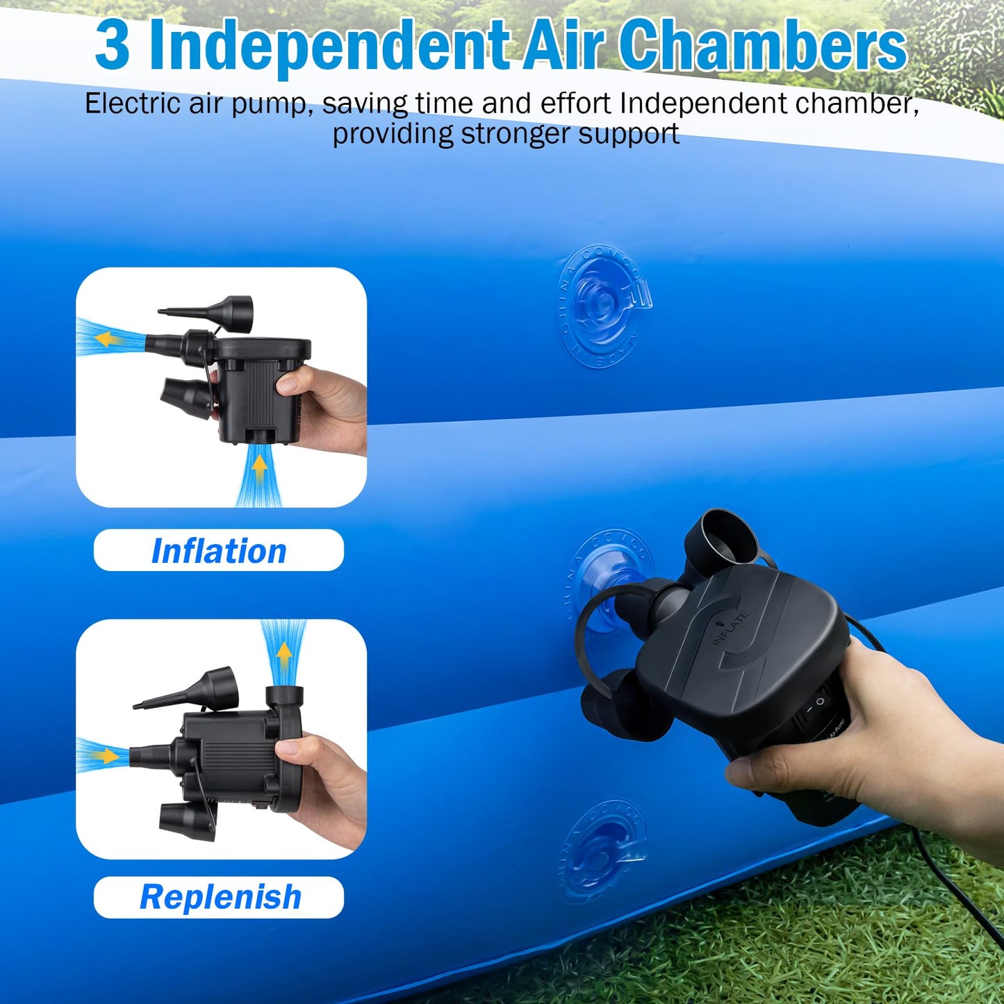 Extra Large Inflatable Swimming Pool for Adults - 180'' x 76'' x 22'' Extra Large Blow-Up Pool Oversized Thickened Family with Pump, 15FT Extra Long