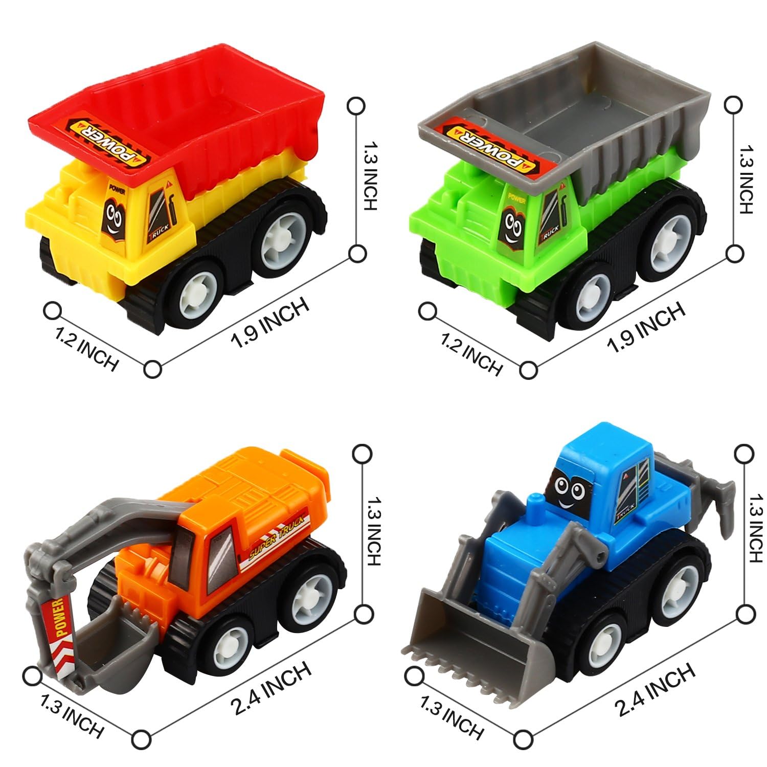Funcorn Toys Pull Back Car, 12 Pcs Mini Truck Toy Kit Set, Play Construction Engineering Vehicle Educational Preschool for Children Boys Party Favors