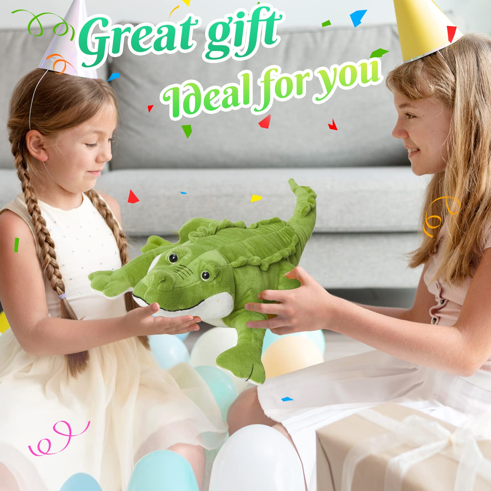 Athoinsu Cute Alligator Stuffed Animal Hugging Soft Realistic Crocodile Plush Toy Pillow Birthday Children's Day Christmas for Toddler Kids Boys