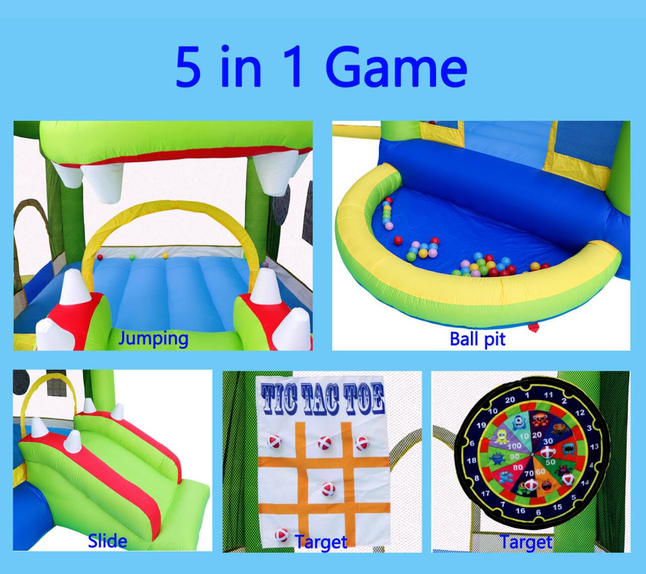 Inflatable Bounce House with Slide, Jumping Castle with Blower