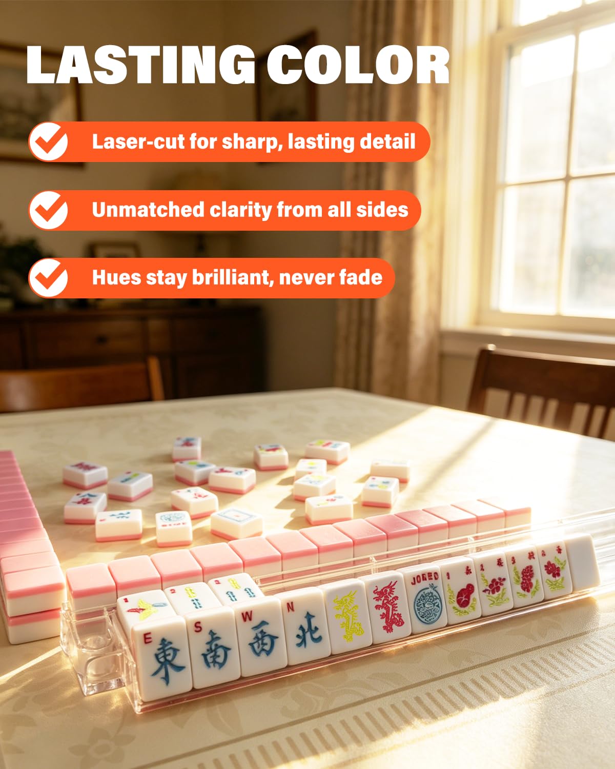 1.2" American Mahjong Tile Set, 166 Tiles + 4 Dice, Mahjong Tiles Only