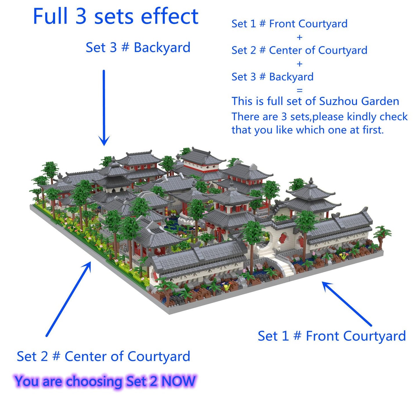 Kadablk Architecture Chinese Style of Suzhou Garden,Set 2 Center of Courtyard,Micro Block,Classical Famous Building Block Set,Asian Cultures,3888 PCS