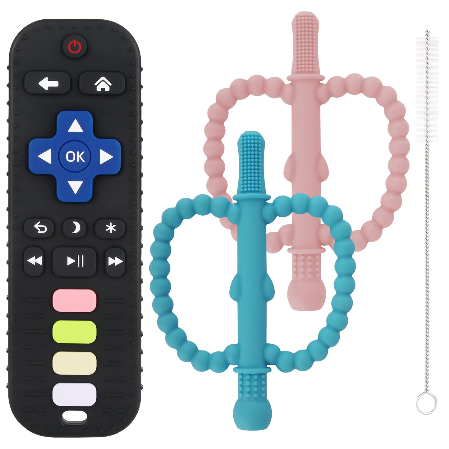 Teething Toys for Babies 0-6 6-12 12-18 Months Bpa Free Teething Sticks and Remote Teether for Babies Baby Sensory Chew Toys for Infants 0-18 Months