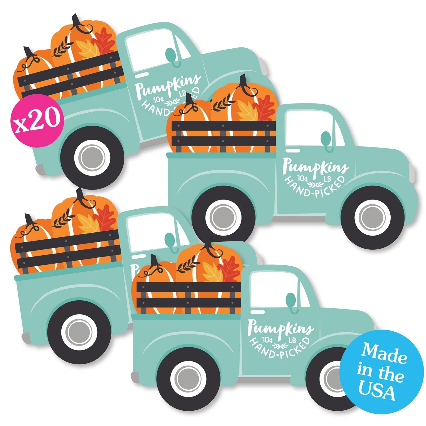 Big Dot of Happiness Happy Fall Truck - Decorations DIY Harvest Pumpkin Party Essentials - Set of 20