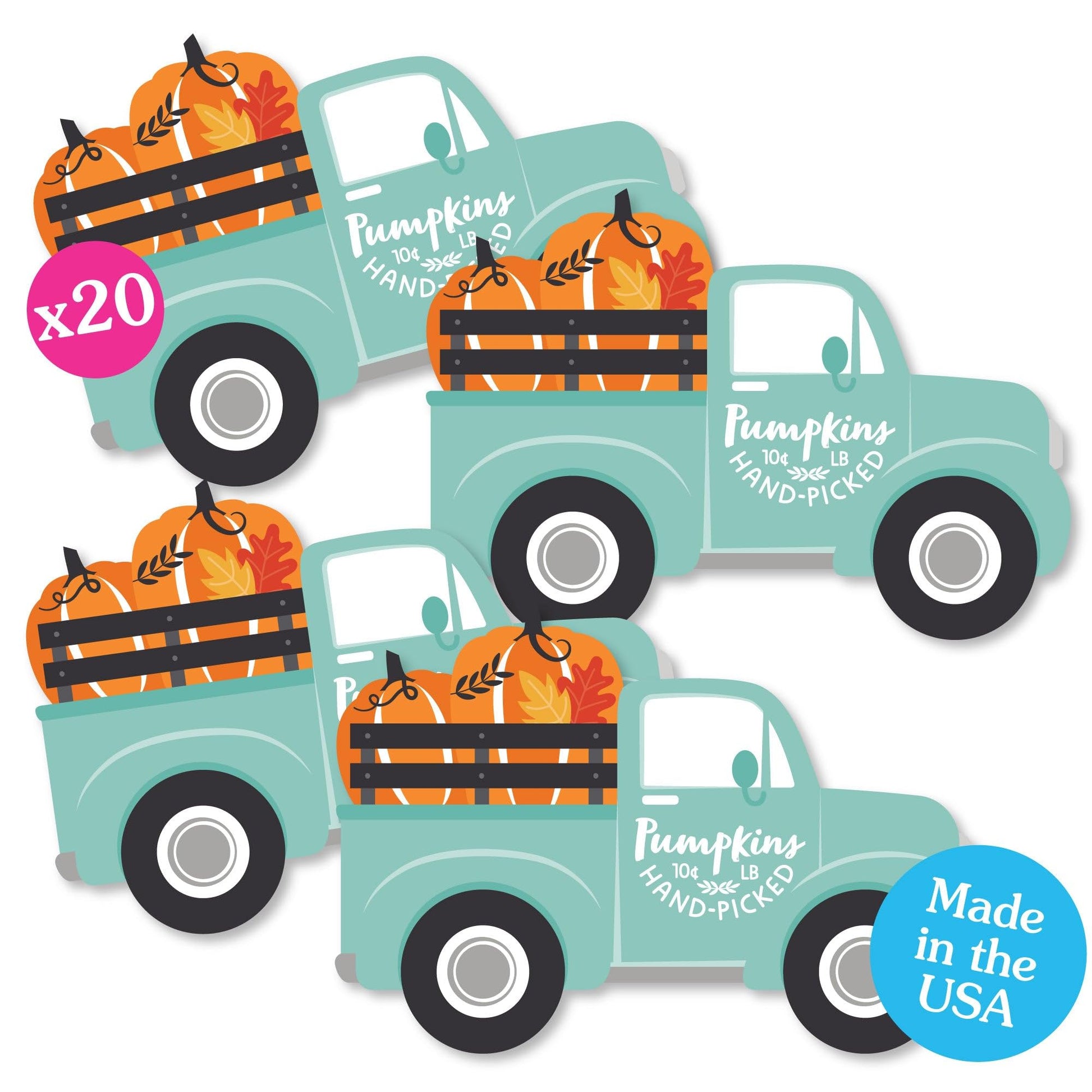 Big Dot of Happiness Happy Fall Truck - Decorations DIY Harvest Pumpkin Party Essentials - Set of 20
