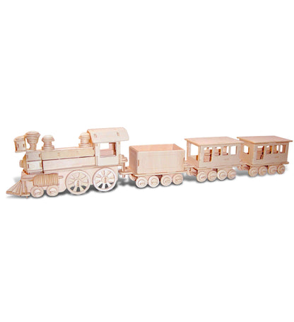 Puzzled 3D Puzzle Train Wood Craft Construction Model Kit, Fun Unique & Educational DIY Wooden Toy Assemble Unfinished Craft Hobby Classic Train