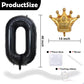 40 inch Large Black 15 Balloon Number with Gold Crown Balloons 15th Birthday Big Foil Mylar Helium Balloon for Boys Girls 15th Birthday Anniversary