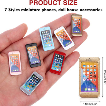7 Pack 1/12 Scale Dollhouse Cell Phone Simulator Accessories Mini Telephones Dollhouse Accessories Scene Simulation Miniatures Playset