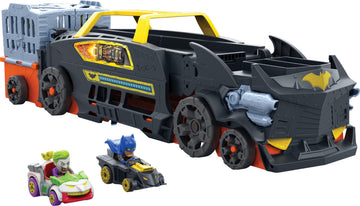 Hot Wheels Toy Car & Track, RacerVerse Batman’s Escape Chase Vehicle Transforms into 3-Lane Raceway with 1 Die-Cast Batman & 1 Joker