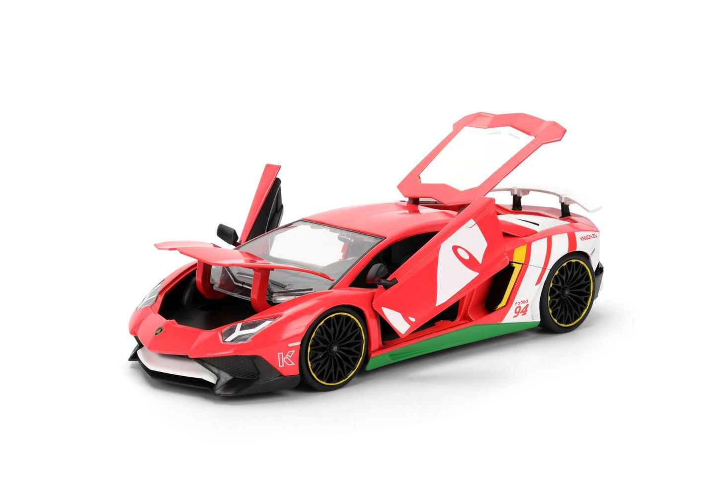 Jada Sonic Knuckles with Lamborghini Aventador SV - Hollywood Rides Die-Cast Vehicle & Knuckles Figure Toys - Opening Doors & Hood - Ages 8+