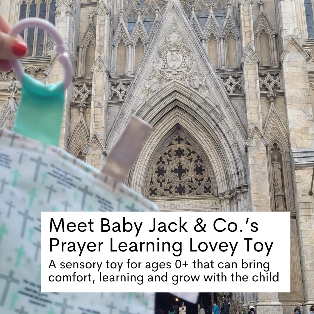 Baby Jack & Co. for This Child I Have Prayed Bible Verse Prayer Biblical Baptism Sensory Crinkle Tag Toy, Security & Teething Soothing Learning Lovey
