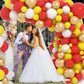 Red Yellow White Balloon Garland Arch Kit, 142PCS Yellow White and Red Balloons Metallic Gold Balloons for Crawfish Theme Birthday Wedding Engagement