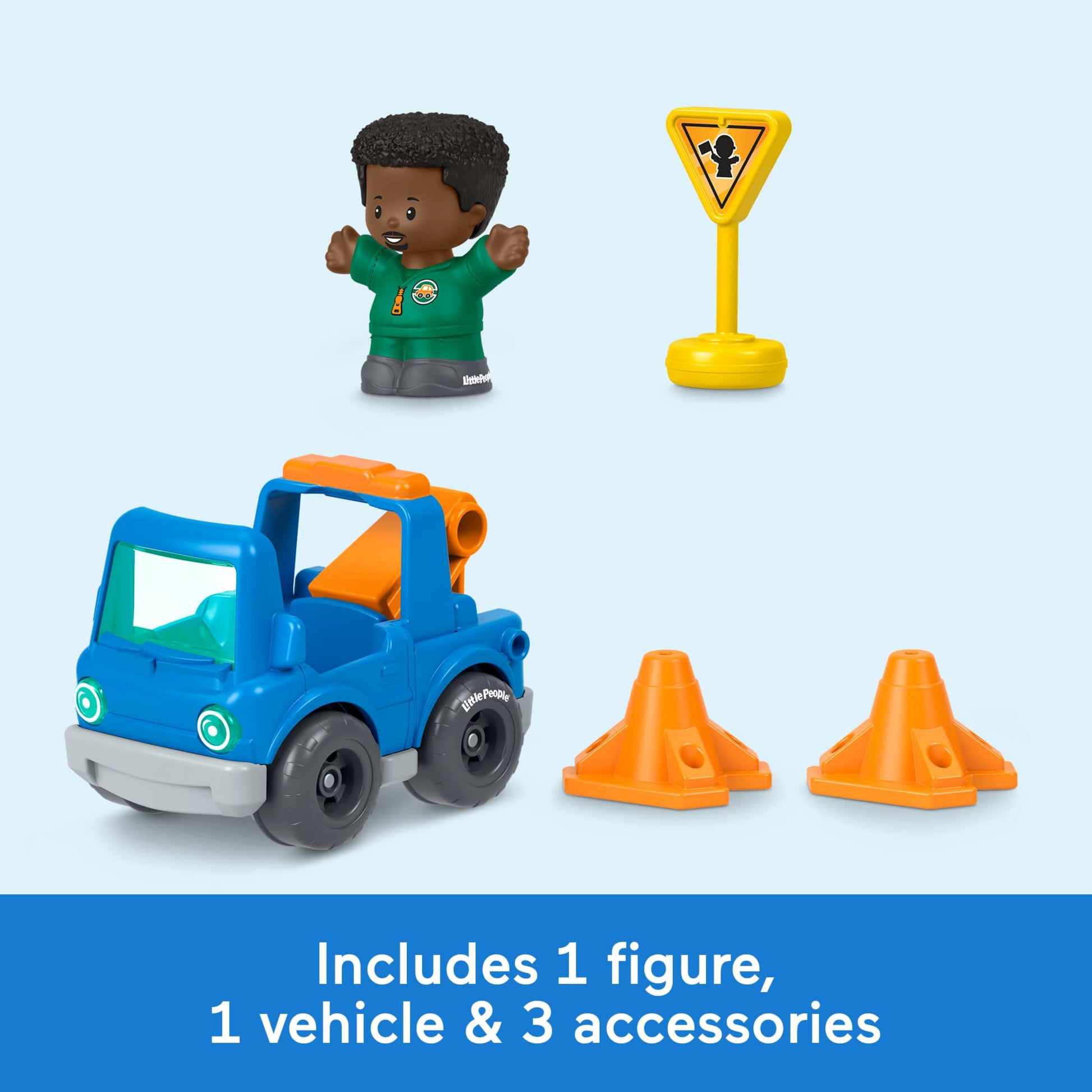 Fisher-Price Little People Roadside Tow & Go Figure & Vehicle Set