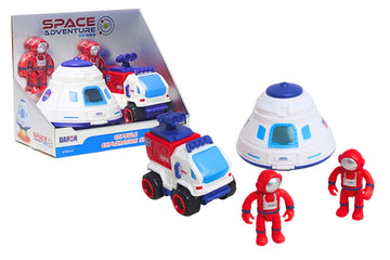 Space Adventure Space Capsule Playset with Light-Up Door, Lunar Rover & 2 Astronaut Figures, Plastic Space Toy & Collectible for Kids Ages 3+