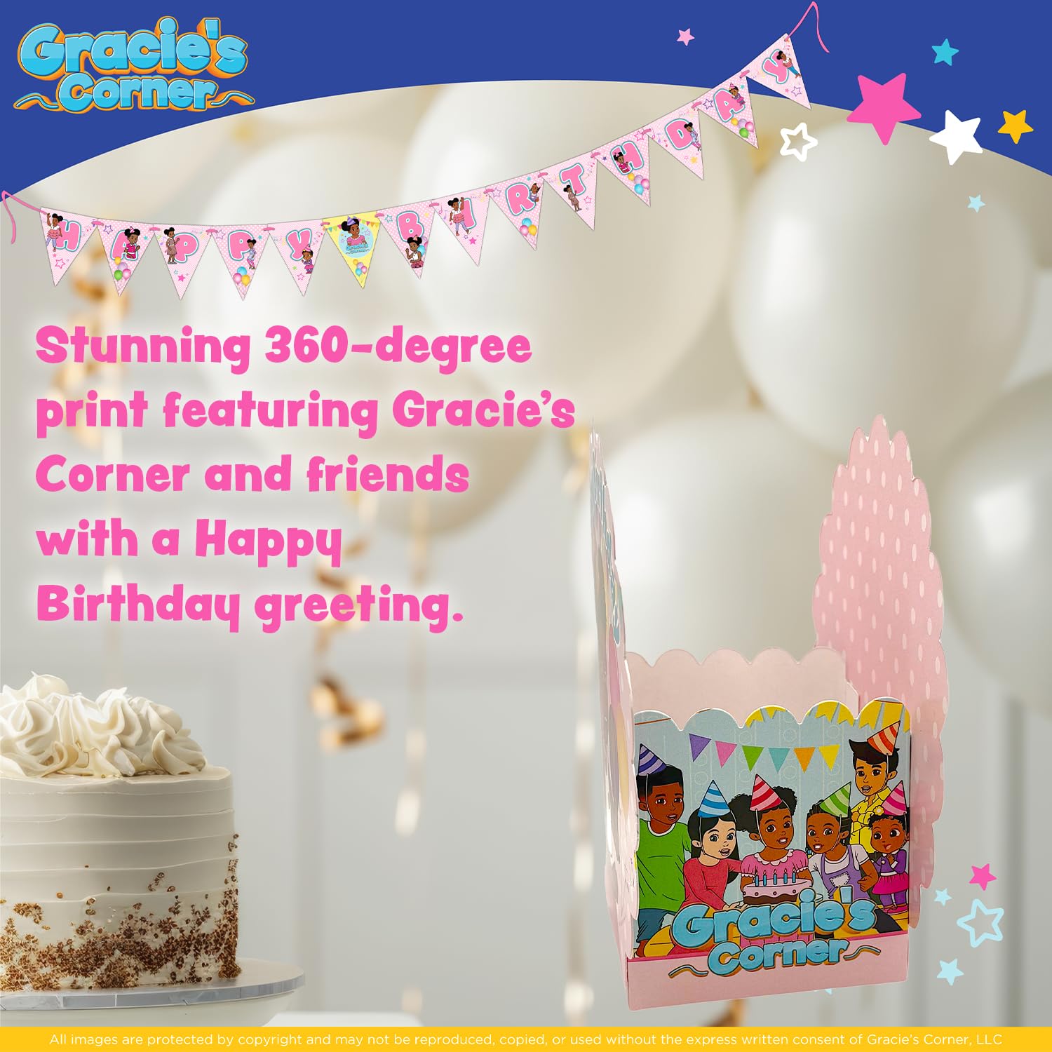 Gracie’s Corner Decoration Table Centerpiece, Birthday Party 360-Degree Centerpiece Table Decorations, Custom Table Decore for Birthday Parties