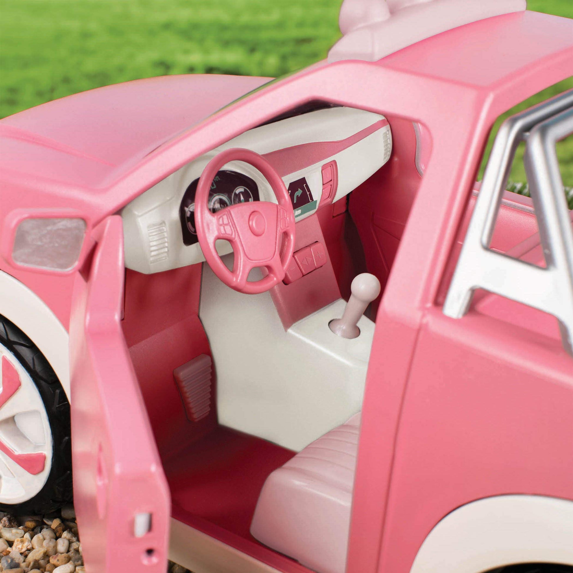 Lori - Pick - Up Truck for Mini Dolls - Pink Car for 6-Inch Dolls - Real Radio & Trailer Hitch - Music & Lights - 3+ Years- Ride & Shine Pickup Truck