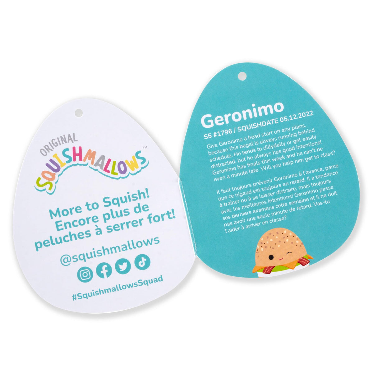 Squishmallows Original 5-Inch Geronimo Breakfast Bagel - Official Jazwares Plush