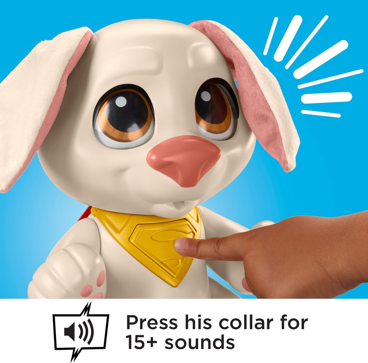 Fisher-Price DC League of Super-Pets Doll Baby Krypto Poseable Toy with Sounds & 2 Accessories for Pretend Play Kids Ages 3+ Years