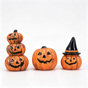SENTOP 3pcs Miniature Figurines, Fairy Garden Decorations, Halloween Pumpkins & Party Favors