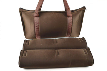 HNDTEK American Mahjong,Western Mahjong Set Soft Carry Bag with 2 Pcs Combo Racks and Tiles Holder (Trays) Wrapper. (Coffee)