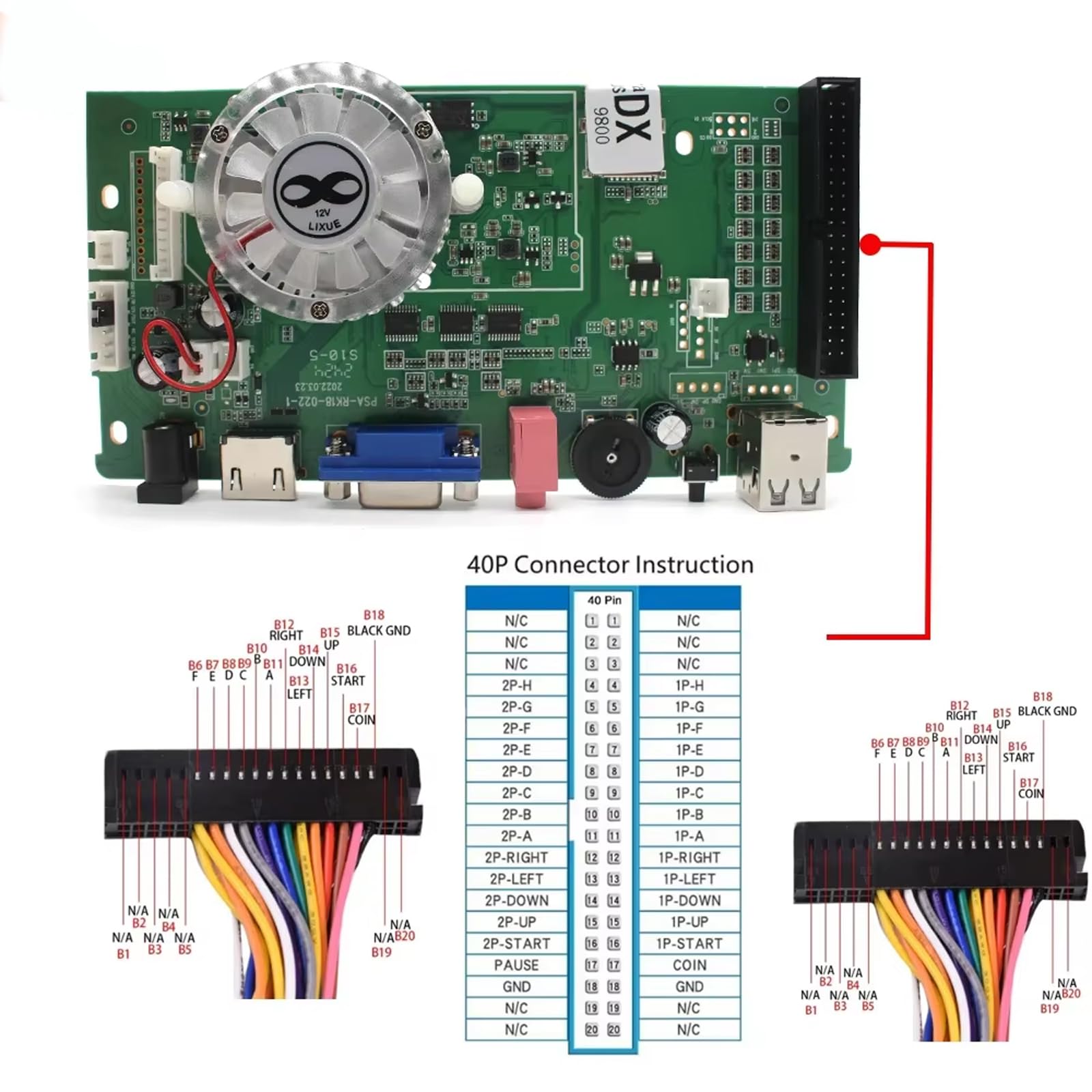 26800 in 1 PCB Game Board Arcade Multigame Motherboard 1280x720 3D Saga Box DX 3/4 Players VGA HDMI for Retro Console (26800 in 1)