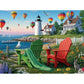 Bits and Pieces 300 Piece Puzzles for Adults - Whimsical Seaside - 300 Large Pieces 18" x 24" Jigsaw Puzzles, Hot Air Balloons Lighthouse Ocean Coast