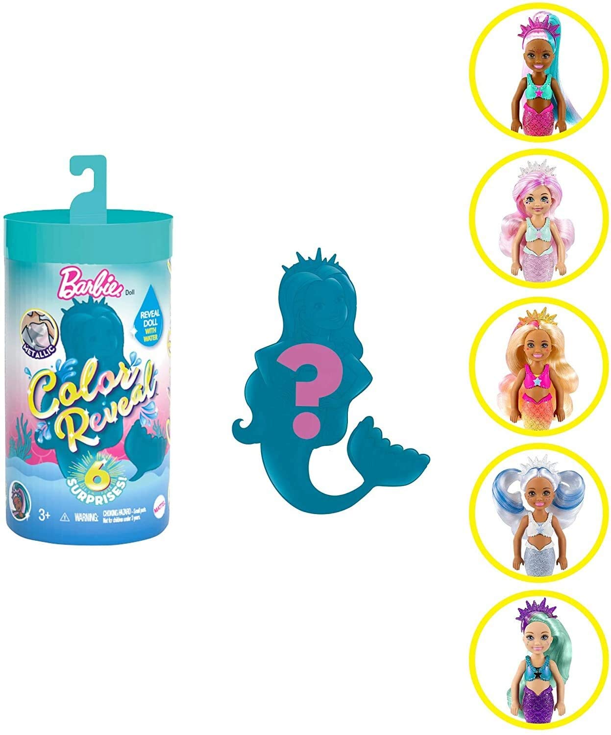 Barbie Color Reveal Chelsea Mermaid Doll with 6 Surprises 3 Mystery Bags Contain a Snap-On Bodice, Crown & Fin Comb; Mermaid-Themed; Gift for Kids 3