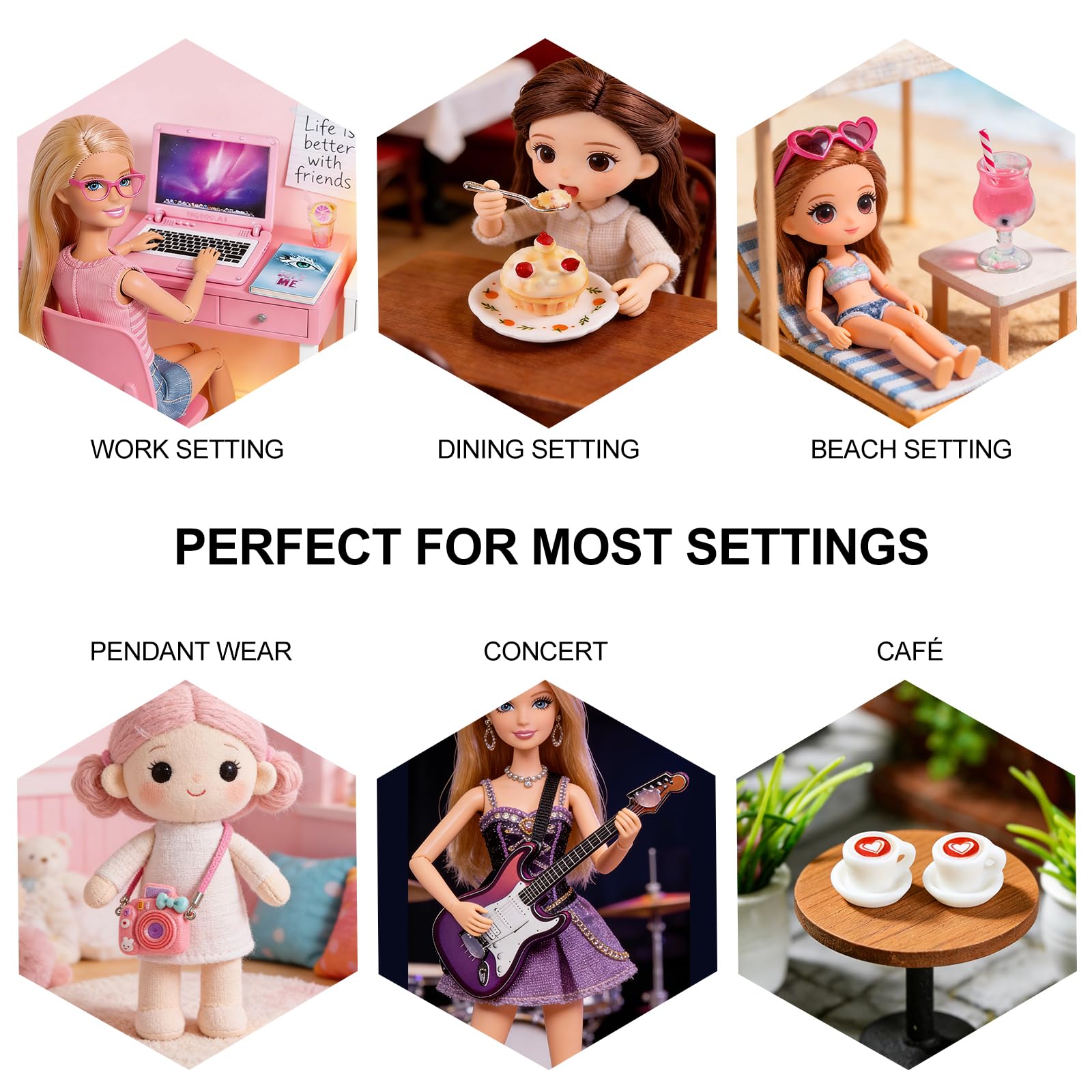 21 Pcs Miniature Dollhouse Accessories Laptop Phone 1/12 1/6 Scale Tiny Miniature Things, Doll House Furniture Decor Stuff Kitchen Cake Glasses Coffee