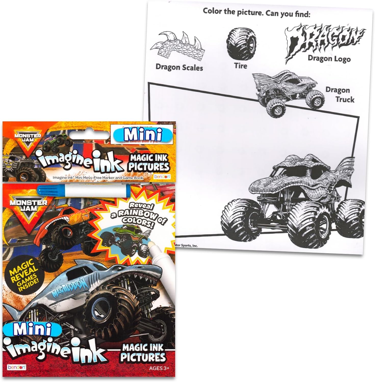 Racecar Magic Ink Coloring Book Set for Boys - Bundle with 6 Imagine Ink Books for Boys Kids Toddlers Featuring Hot Wheels and Monster Jam with