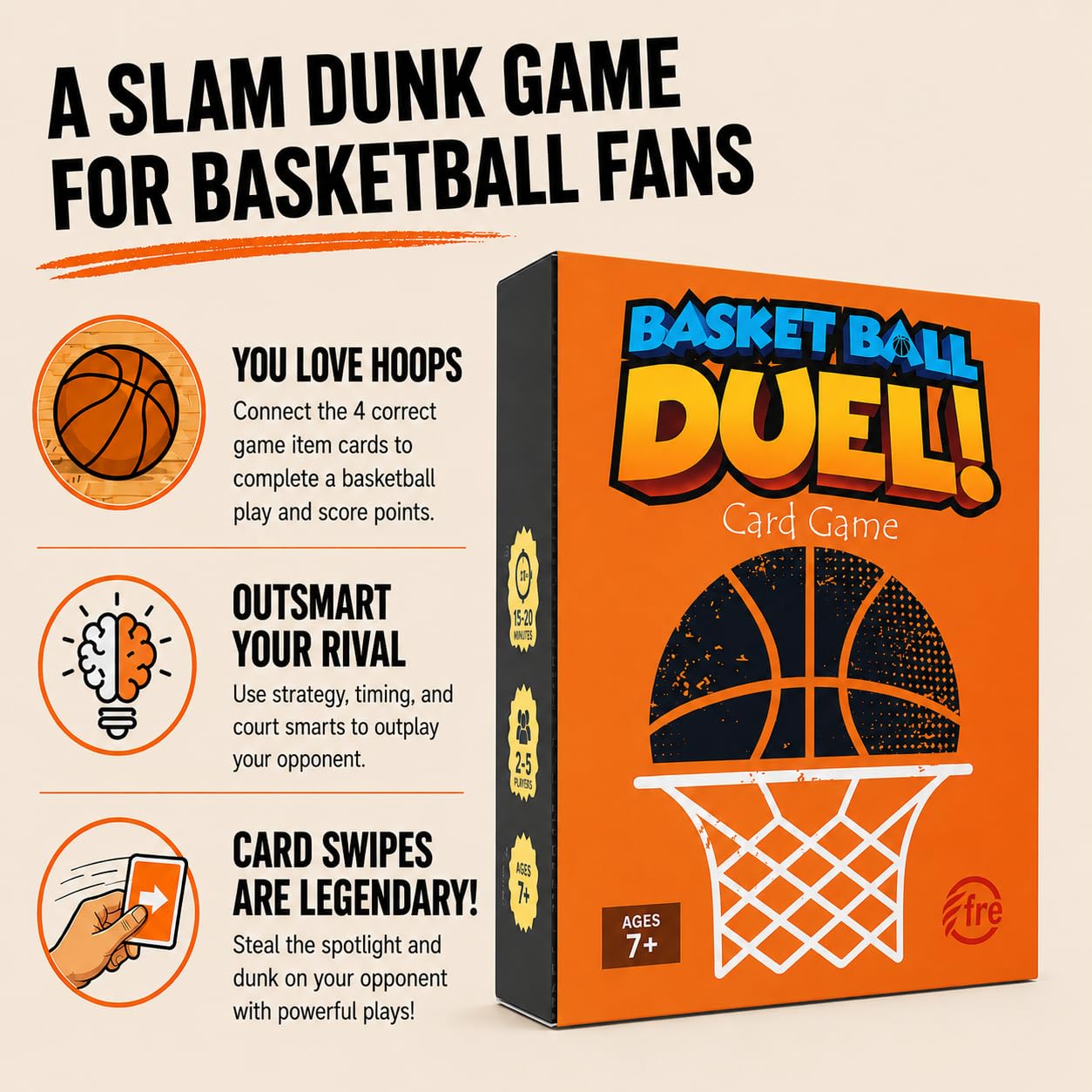 Basketball Duel! Basketball Card Game, Gift for Boys & Families Ages 7+