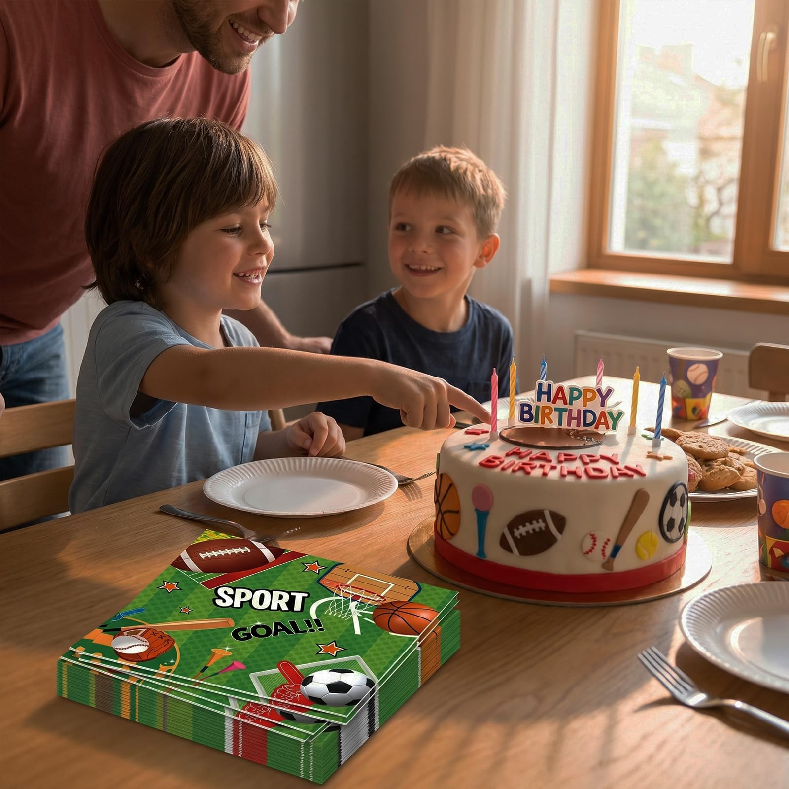 40pcs All Sports Themed Party Napkins Disposable for Boys, 6.5 x 6.5 Inch