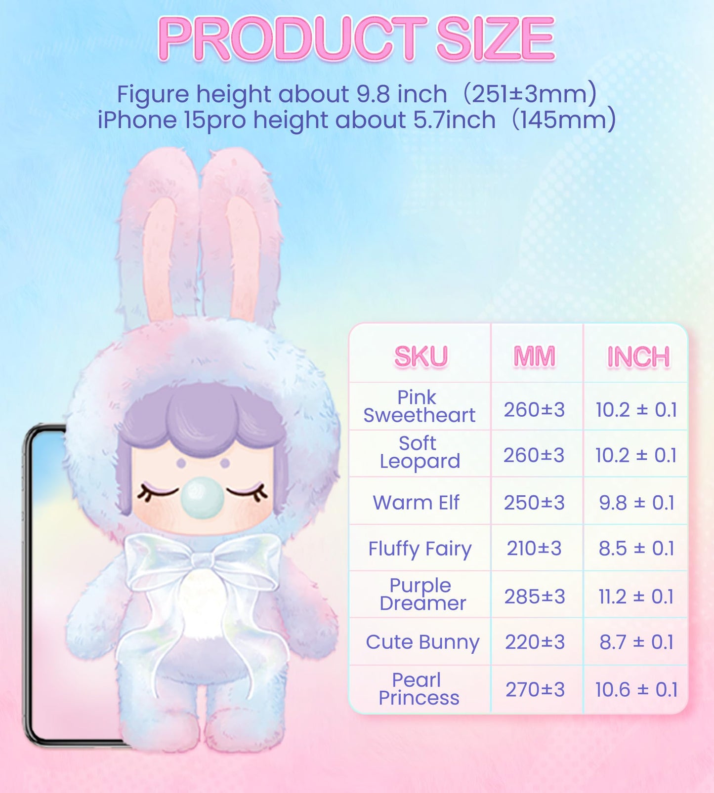 ROBOTIME Plush Doll Blind Box Figure, Kawaii Plush Rabbit Fluffy Stuffed Animal Surprise Toy,Cute Collectible Gift for Girls, Women, Kids, Birthday