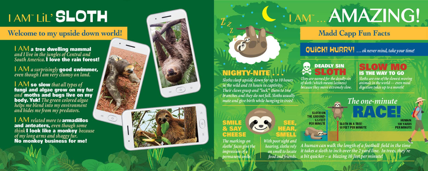 Madd Capp Puzzles Jr. - I AM Lil’ Sloth - 100 pieces - Animal Shaped Jigsaw Puzzle