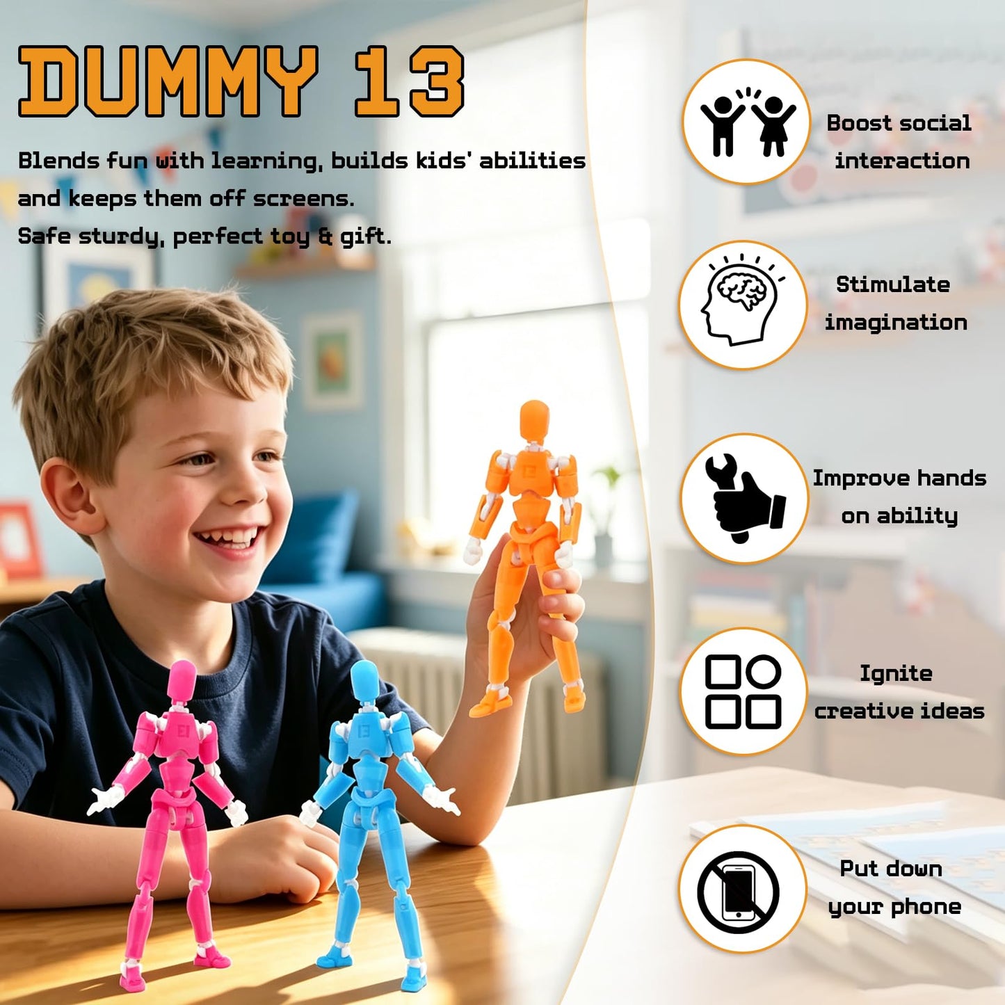 Luminous Titan 13 Action Figures Set, ?5-Pack?3D Printed Toys T Dummy 13